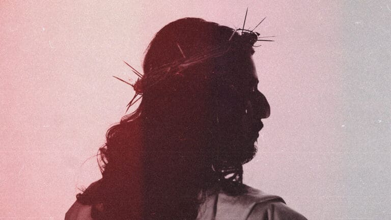 Silhouette of Jesus Christ wearing a crown of thorns, symbolizing Sabbath and sacrifice.