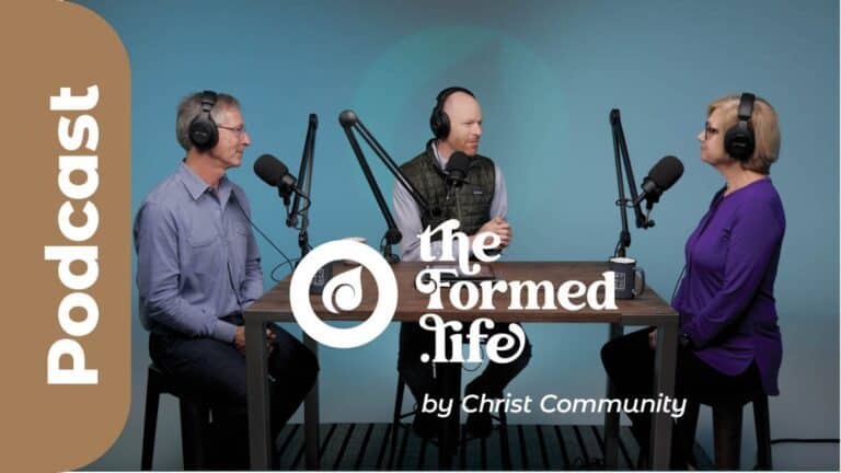 Podcast recording: "The Formed Life" by Christ Community Church with three people.