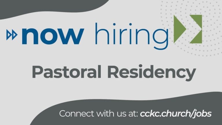 Now hiring Pastoral Residency at Christ Community Church. Connect at cckc.church/jobs.