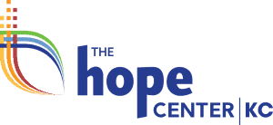 The Hope Center KC logo with colorful lines and blue text.