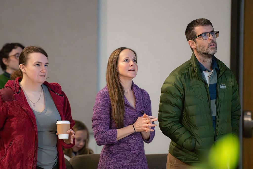 People at Christ Community Church Shawnee Campus look up.
