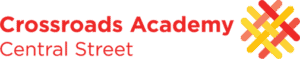 Crossroads Academy Central Street logo with interwoven strands design.