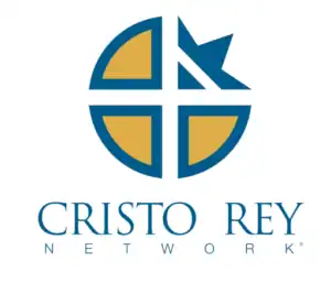 Cristo Rey Network logo: Cross within a circle, text "Cristo Rey Network.