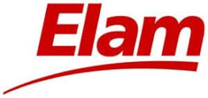 ELAM logo in red with a curved line underneath.