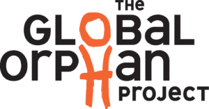 The Global Orphan Project logo featuring an orange stick figure.