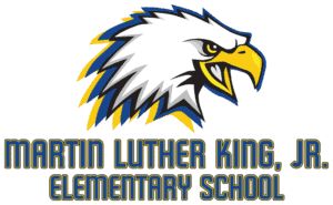 Martin Luther King Jr. Elementary School logo featuring an eagle head with blue and yellow accents.