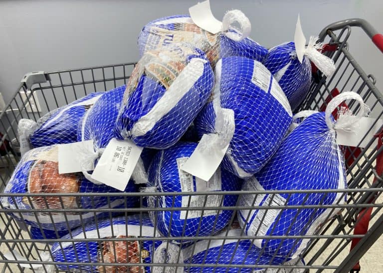 Frozen turkeys for outreach event