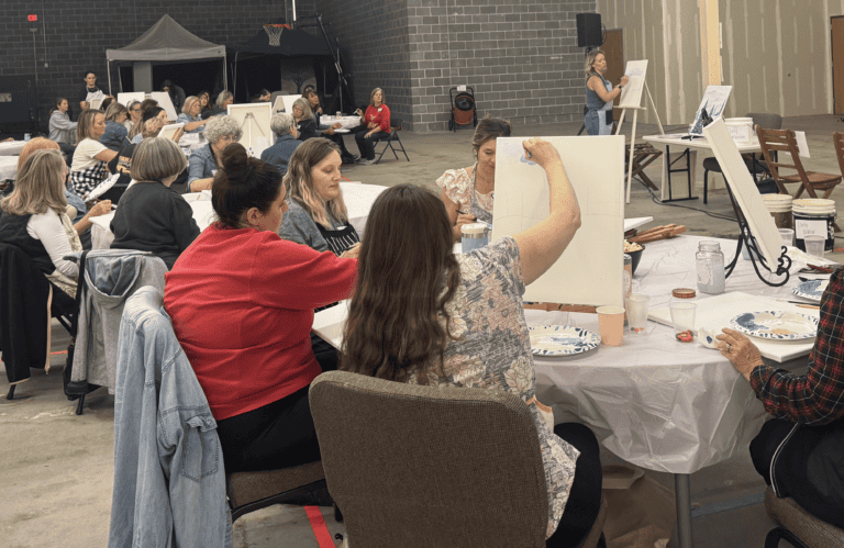 Women at a painting class on the Shawnee Campus, Christ Community Church.